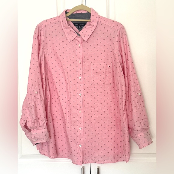 Tommy Hilfiger Button Down 100% Cotton Shirt; Size 0X; Long Sleeve Long Top - Picture 7 of 12